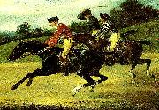 charles emile callande course de chevaux montes oil painting